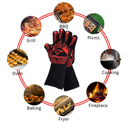 SAFEYEAR Safety Gloves Black Oven High Temperature Resistance wearproof  BBQ Anti-slip