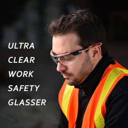 SAFEYEAR Anti Fog Safety Work Glasses【ANSI Z87.1】Anti Scratch HD Lens UV400 Protection Orange