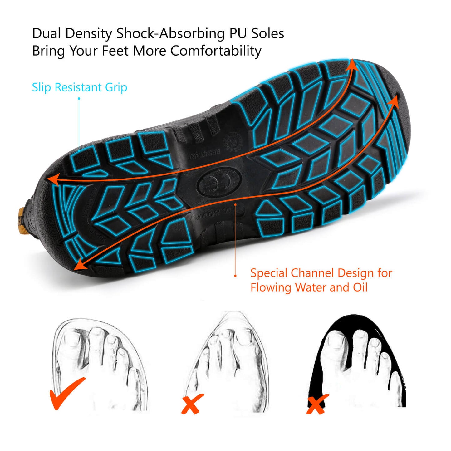 [Bundles] Safetoe Antler BK Slip-on Work Boots with 5 Pack Safetoe Crew Socks