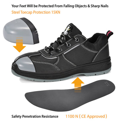 Black Women Safety Shoes with Steel Toe