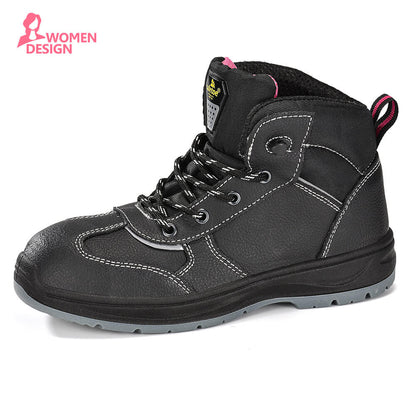 Black Women Safety Work Boots with Steel Toe