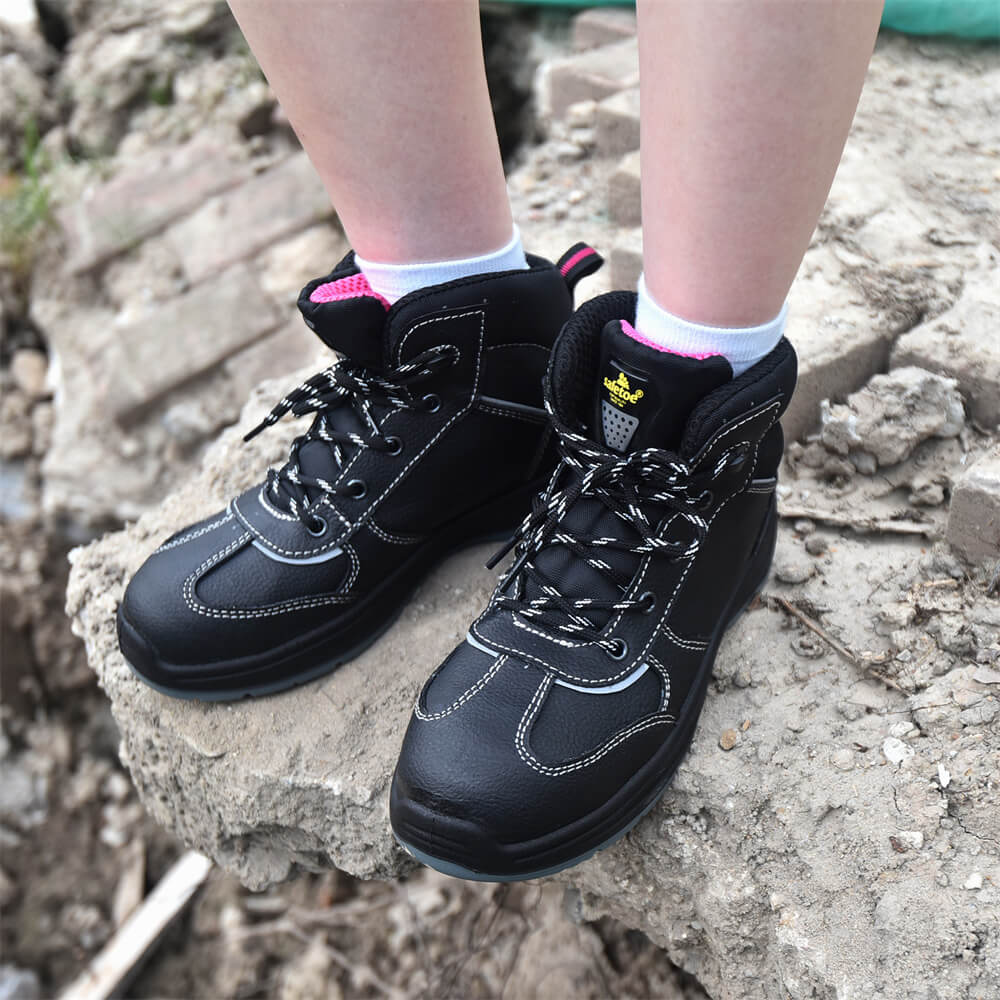 Black Women Safety Work Boots with Steel Toe