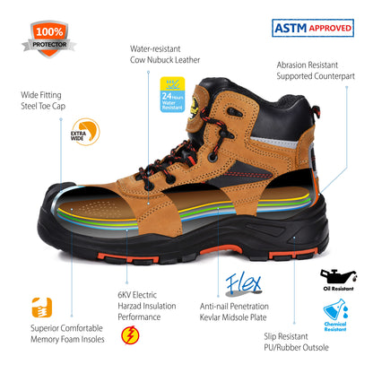 Safetoe Composite Toe Work Boots With Overcap