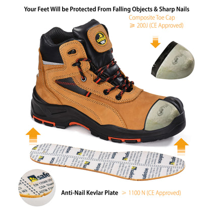 Safetoe Composite Toe Work Boots With Overcap