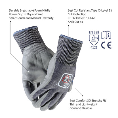 SAFEYEAR  3D Comfort Stretch Fit Cut Resistant Gloves With Wear-resisting New