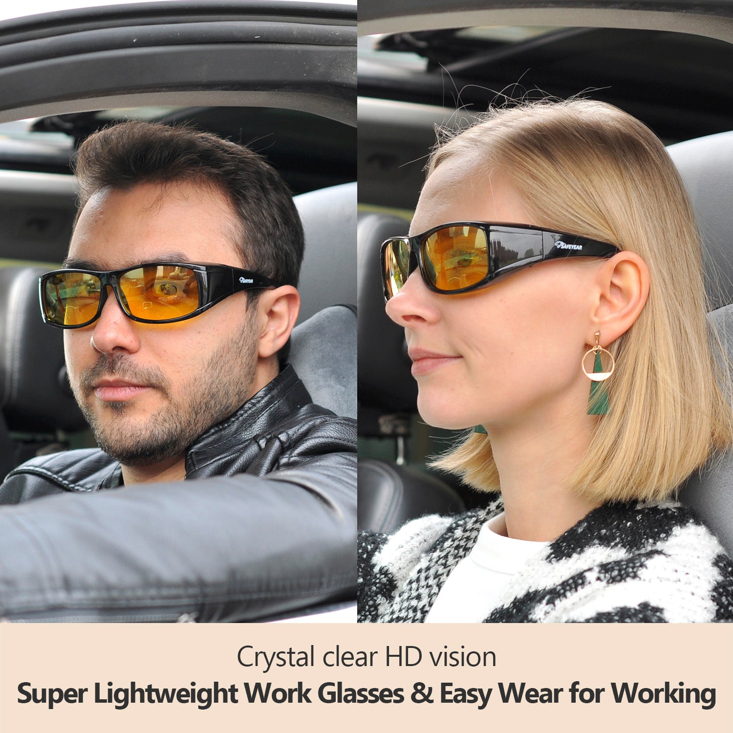 SAFEYEAR Night Vision Glasses for Driving, SG011BK-FM Anti Glare