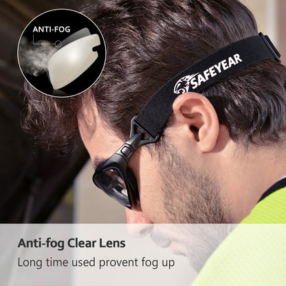 SAFEYEAR Anti Fog Safety Glasses- SG002 Clear Scratch Resistant Work  Glasses for Men and Women No-Slip Grips, VU Protection Safety Goggles for  DIY