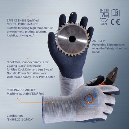 SAFEYEAR Work Gloves Safety Protection Gray Comfortable Dust-proof Latex  Flexible Durable