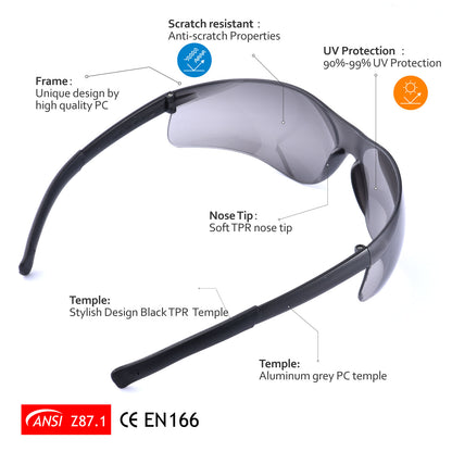 SAFEYEAR Anti Fog Safety Work Glasses【ANSI Z87.1】Anti Scratch Dark Lens UV Protection Sunglasses