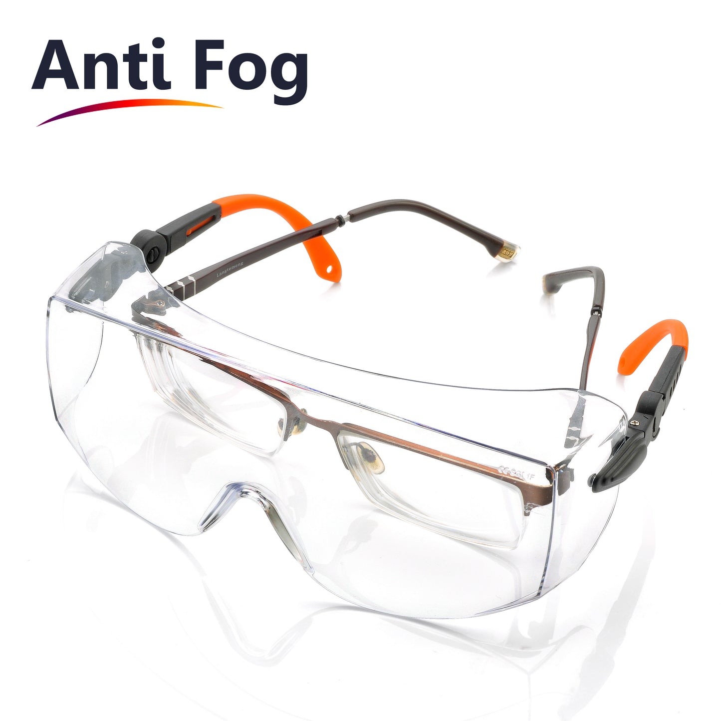 SAFEYEAR Anti Fog Safety Glasses with Clear Anti Scratch Resistant Lenses and No-Slip Grips, UV Protection Safety Over Prescription Glasses for DIY, Lab, Welding, Grinding,Cycling,MTB